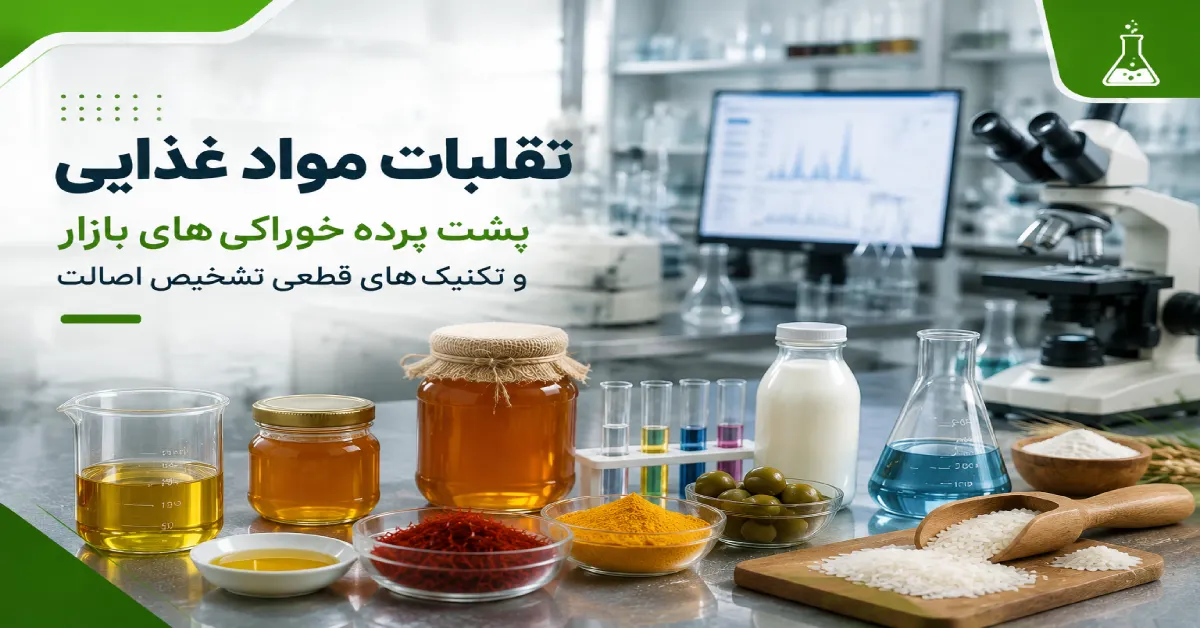 تشخیص اصالت مواد غذایی در آزمایشگاه با بررسی نمونههای خوراکی، میکروسکوپ، تجهیزات آنالیز شیمیایی، ظروف آزمایش، روغن، عسل، ادویه و فرآیند شناسایی تقلبات پنهان غذایی