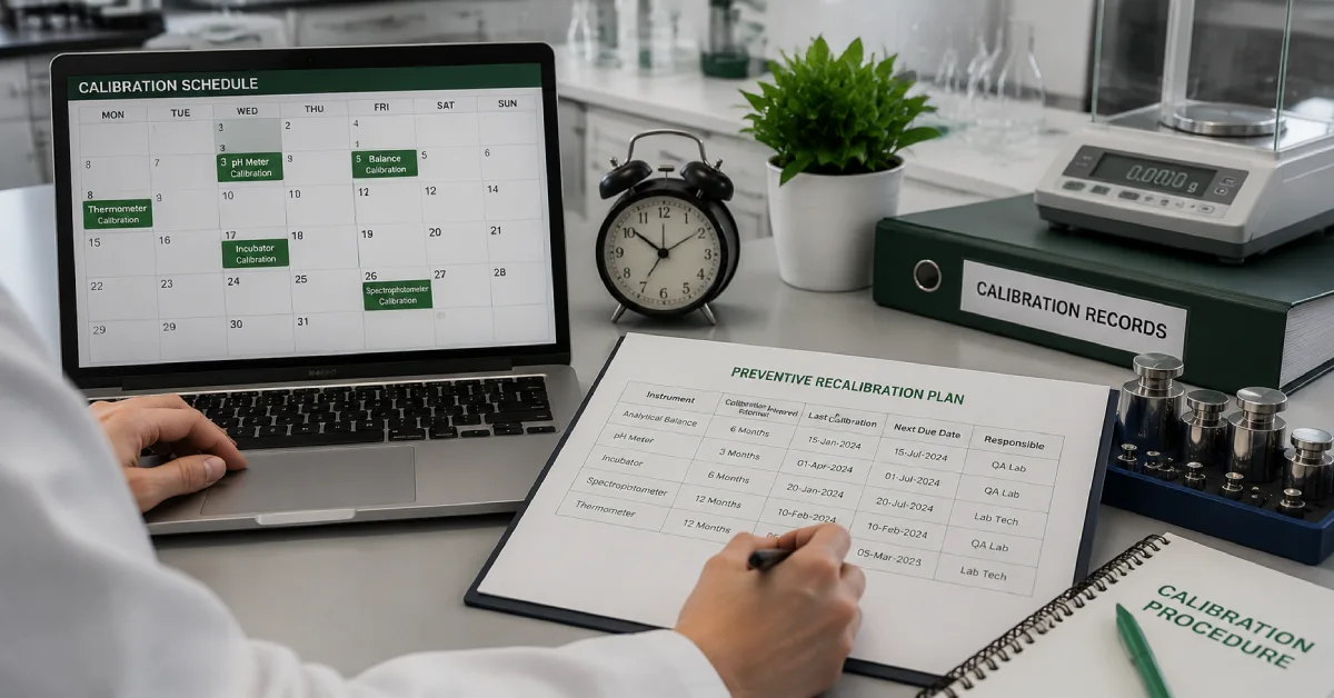 برنامهریزی دورهای کالیبراسیون تجهیزات آزمایشگاهی با تقویم زمانبندی، سوابق دستگاهها، وزنههای استاندارد و مدیریت نگهداری پیشگیرانه