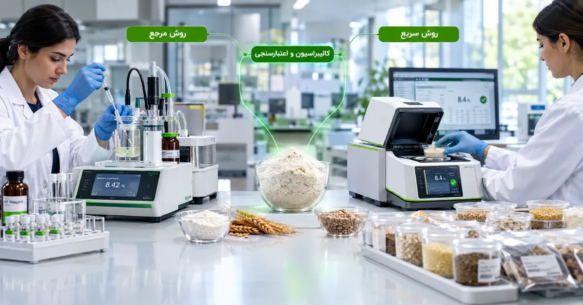 مقایسه روش مرجع و روش سریع دستگاهی در اندازه گیری رطوبت مواد غذایی و نقش کالیبراسیون